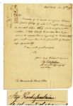West Point Chief Engineer Stephen Rochefontaine Autograph Letter Signed -- From West Point in 1796, the Year of the West Point Fire