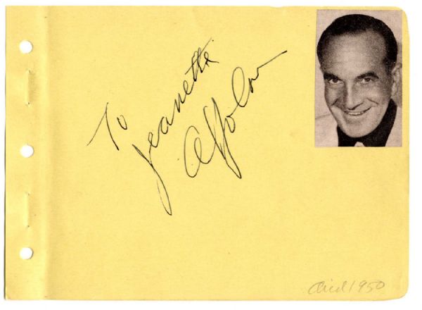 Al Jolson Signed Autograph Album Page