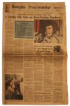 Elvis Presley Newspaper From His Hometown of Memphis -- Dated 17 August 1977 -- ...The King is Dead...