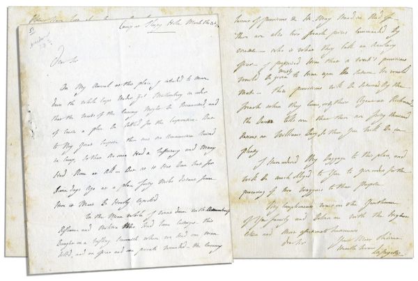 Lafayette Letter Signed Just After Arriving in Virginia in Early 1781 Where by the Fall, the British Would Surrender -- He Writes of His Strategy But Notes He Is Hampered by No Ammunition