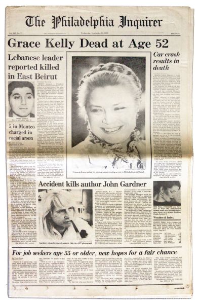 Princess Graces Death Announced in Her Hometown Newspaper