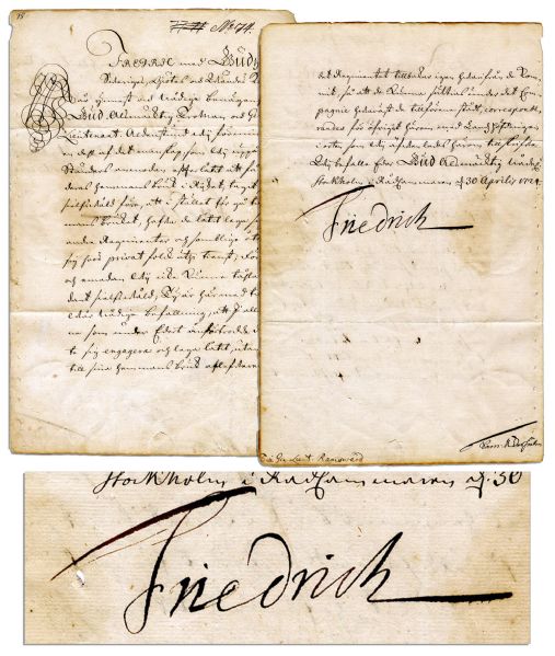 King Frederick I of Prussia Letter Signed From 1724
