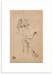 Enrico Caruso Hand-Drawn Caricature on Lloyd Sabaudo Yacht Line Stationery