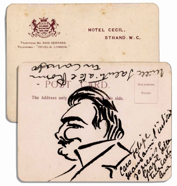 Opera Legend Enrico Caruso Self-Portrait Sketch 
