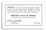Milton Berle's 1962-63 Official Directors Guild of America Membership Card