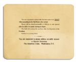 President Calvin Coolidge 1923 Invitation to the White House -- His First Year as President After Harding's Assassination
