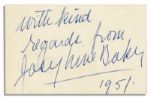 Josephine Baker Signed Slip From 1951