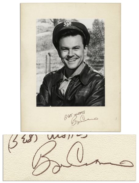 Bob Crane 11 x 14 Photo Signed on the Mat -- Crane Smiles in Costume as Col. Hogan From Hogans Heroes