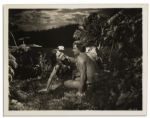 Johnny Weissmuller 10'' x 8'' Photo Signed of The Star in His Iconic Role as Tarzan