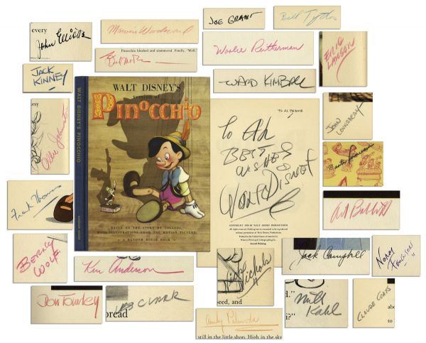 Walt Disney Pinocchio Book Signed -- With The Signatures of More Than 20 Early Disney Animators
