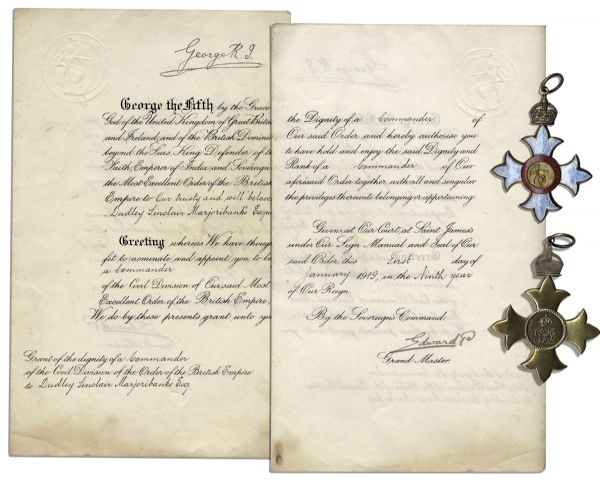 Medal Issued by The Most Excellent Order of the British Empire & Bestowal Document From 1919