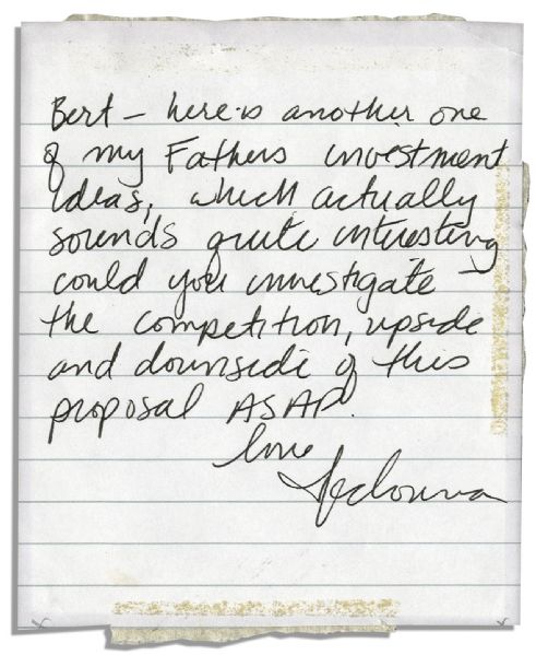 Madonna Autograph Letter Signed -- ...could you investigate the competition, upside and downside...