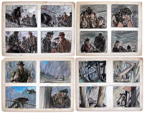 Storyboard Art From For Whom the Bell Tolls -- The Hit 1943 Screen Adaptation of Hemingways Classic Novel Starring Ingrid Bergman & Gary Cooper -- The Critical Bridge Bombing Sequence