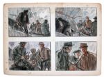Storyboard Art From ''For Whom the Bell Tolls'' -- The Hit 1943 Screen Adaptation of Hemingway's Classic Novel Starring Ingrid Bergman & Gary Cooper -- The Critical Bridge Bombing Sequence