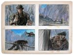 Storyboard Art From ''For Whom the Bell Tolls'' -- The Hit 1943 Screen Adaptation of Hemingway's Classic Novel Starring Ingrid Bergman & Gary Cooper -- The Critical Bridge Bombing Sequence