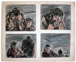 Storyboard Art From ''For Whom the Bell Tolls'' -- The Hit 1943 Screen Adaptation of Hemingway's Classic Novel Starring Ingrid Bergman & Gary Cooper -- The Critical Bridge Bombing Sequence