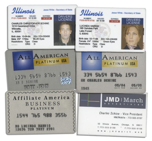 Clive Owen & Jennifer Anistons Prop Drivers Licenses From Derailed -- Fine