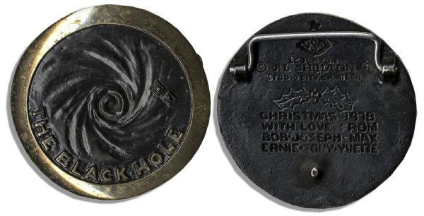Custom Belt Buckle Gift From Disneys The Black Hole -- Inscribed by Its 5 Top-Billed Stars: Max Schell, Bob Forster, Joe Bottoms, Yvette Mimieux, Anthony Perkins & Ernest Borgnine
