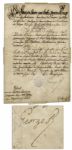 King George II Military Appointment Signed From The Seven Years War -- ...to lead his regiment in such a manner that he will be respected in turn for his valor and manliness...
