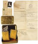 Princess Marys Christmas Gift To Servicemen During WWI -- Cigarette Tin From 1914 Filled With Its Original Gift Contents