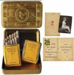 Princess Mary's Christmas Gift To Servicemen During WWI -- Cigarette Tin From 1914 Filled With Its Original Gift Contents