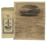Collection of Documents From the Battle Rare Bunker Hill Lot 1823 BH Monument Association Signed Framed Document Ribbon