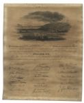 Collection of Documents From the Battle Rare Bunker Hill Lot 1823 BH Monument Association Signed Framed Document Ribbon