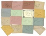 Collection of 26 Autographs of Various Hollywood Actors -- Including Bob Hope, Jack La Rue, Bruce Cabot & More