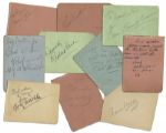 Collection of 26 Autographs of Various Hollywood Actors -- Including Bob Hope, Jack La Rue, Bruce Cabot & More