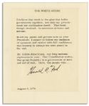 President Gerald Ford Portion of His Oath of Office Signed -- ''...I believe that truth is the glue that holds government together, not only our government but civilization itself...''