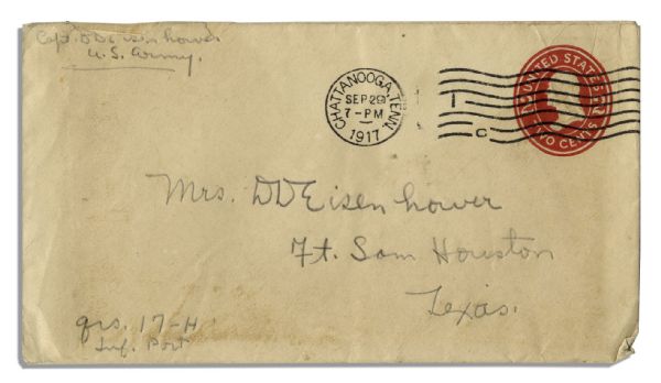 Dwight D. Eisenhower 1917 Free Frank Envelope Signed & Addressed to Mrs. DD Eisenhower In His Hand