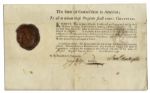 DOI Signer Samuel Huntington 1790 Document Signed as Governor of Connecticut