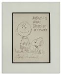 Charles Schulz Hand Drawing of Charlie Brown & Snoopy