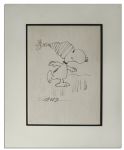 Charles Schulz Drawing of Snoopy in Winter