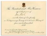 President Harrison 1892 Invitation to Three Dinners -- To Meet the Diplomatic Corps, Congress, the Judiciary and Military Corps