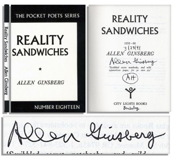 Allen Ginsberg Signed Reality Sandwiches 1953-60 -- ...Scribbled secret notebooks, and wild typewritten pages, for yr own joy...