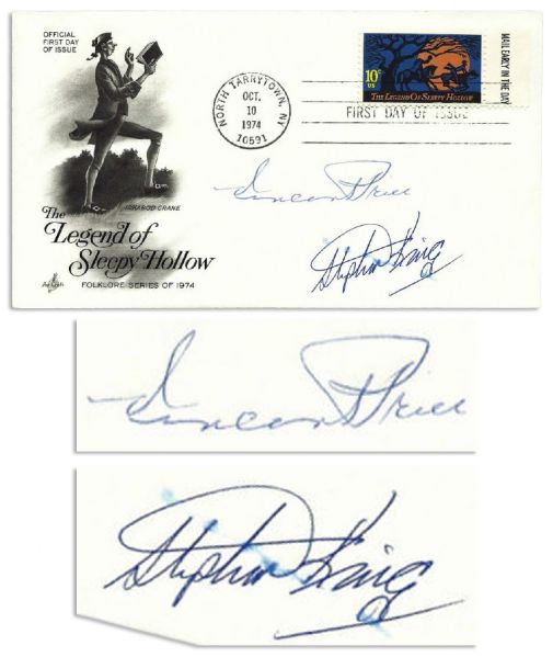 Vincent Price & Stephen King FDC Signed -- Stamp and Cover Feature The Legend of Sleepy Hollow -- Unique Treasure