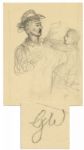 Preliminary Pencil Illustration by Garth Williams for Page 2 of Charlottes Web -- Please Dont Kill It -- Initialed by the Artist