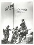Iwo Jima Photo Signed by Lindberg, the Oldest Surviving Member of the Iconic Flag Raising Party -- 8 x 10