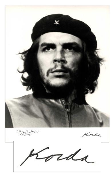 Original 8.5 x 11 Heroic Warrior Photograph of Che Guevara -- Signed by Photographer Alberto Korda