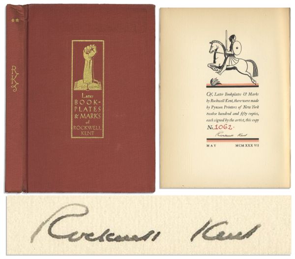 Rockwell Kent Signed First Edition of Later Bookplates & Marks of Rockwell Kent