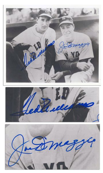 Photo Signed by Joe DiMaggio & Ted Williams -- 10 x 8 -- With JSA COA -- Near Fine