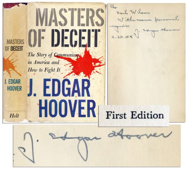 J. Edgar Hoover First Edition Masters of Deceit Signed