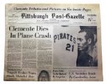 Roberto Clementes 1973 Death Reported in the Pittsburgh Post-Gazette