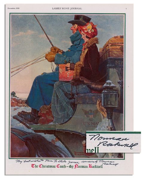 Norman Rockwell Signed Print of The Christmas Coach