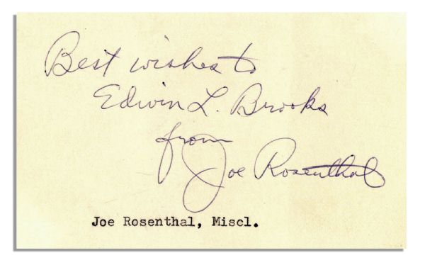 WWII Raising the Flag on Iwo Jima Photographer Joe Rosenthal Autograph