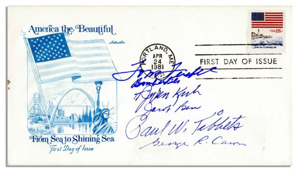 Enola Gay Crew Members Signed Cover -- Paul Tibbets, Dutch Van Kirk, Tom Ferebee, Jacob Beser & Dick Nelson