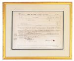 Ernest Shackleton Signed Bill of Sale for the Nimrod -- the Ship That Successfully Took Him to the Antarctic