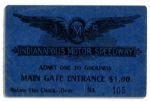 Very Early Indianapolis Motor Speedway Ticket Stub -- From the Pre-500 Races