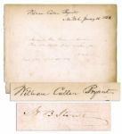 Harriet Beecher Stowe Handwrites a Quote From Macbeth and Signs Alongside William Cullen Bryant Upon a Single Slip